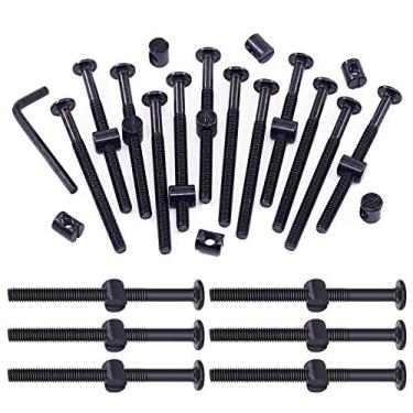 Imagem de Swpeet 51 peças pretas M6 × 80 mm parafusos para berço, cabeça sextavada para berço e porcas com 1 chave Allen perfeita para móveis, berços, parafusos (M6 x 80 mm)