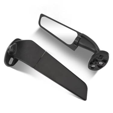 Imagem de Espelho retrovisor de motocicleta modificado, asa de 2 peças de espelhos laterais rotativos ajustáveis com amplo ângulo de visão, espelhos retrovisores de asa de motocicleta ATV para