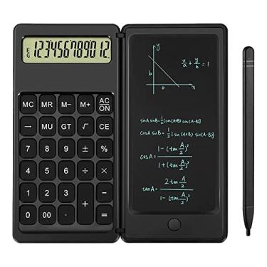 Imagem de Calculadora de mesa, pequenas calculadoras de mesa com bloco de anotações, calculadora básica de 4 funções de matemática grande, material escolar para crianças, estudantes do ensino fundamental/médio