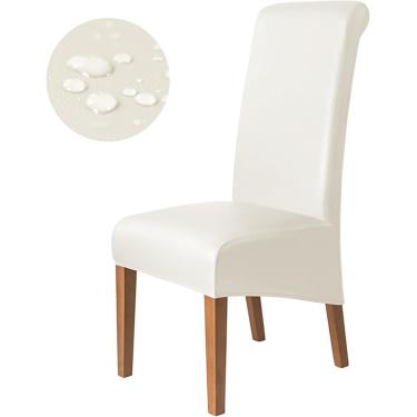 Imagem de Conjunto de capa para cadeira de jantar de couro PU de 2/4/6, capa impermeável para cadeira de cozinha sem braços, capa para cadeira de sala de jantar, capas de assento macias para casa, hot