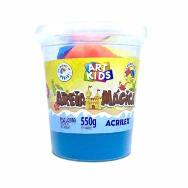 Imagem de Massa Areia Mágica, Acrilex, Azul, 550g, Com Moldes