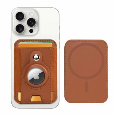 Imagem de PureGear Carteira Mag AirTag, suporte magnético para cartão com suporte protetor AirTag para MagSafe iPhone 15, 14, 13, 12 séries, suporte para carteira AirTag, compatível com MagSafe, para até 8
