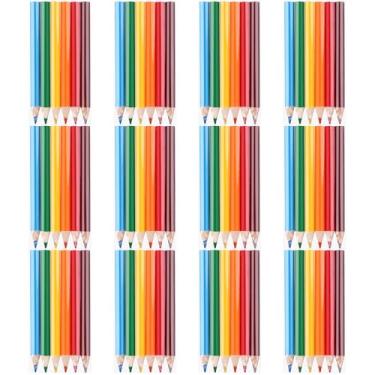 Imagem de 72 unidades/12 conjuntos de mini lápis de cor, 8,5 cm, lápis de cor portátil curto e gordo, mini lápis de cor para desenhar, esboçar, livros de colorir