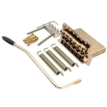 Imagem de Musiclily Pro 10,5mm Vintage Ponte Tremolo 6 Parafusos Bloco Latão Sólido 40mm para Guitarra Squier ST, Dourada