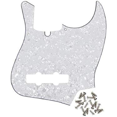 Imagem de Pickguard Jazz Bass Pickguard de guitarra de 10 furos para 4 cordas EUA/Mexican Standard Jazz Bass Estilo moderno, pérola branca