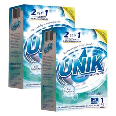Imagem de 2x Sabão em Pó Para Maquina de Lavar Louça Unik 1kg Detergente Sem Frangrância
