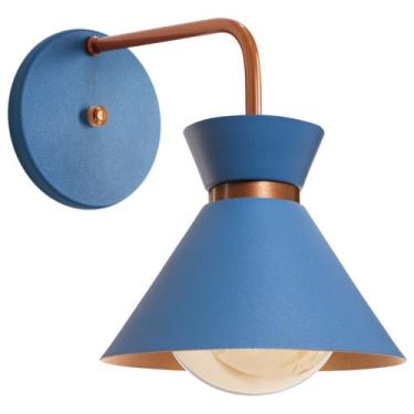 Imagem de Arandela Parede Berlin 15cm Azul C/ Cobre + Led G95 Retrô - Iluminar A