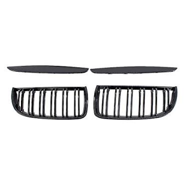 Imagem de 2Pcs Gloss Black Front Bumper Hood Kidney Grille Racing Grille Substituição para BMW E90 4 portas 2005-2008
