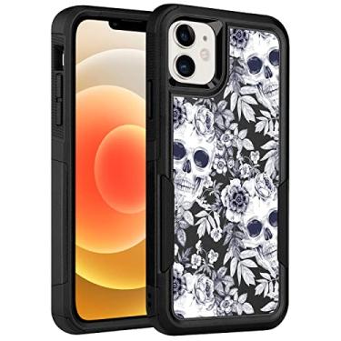 Imagem de LOQUPE Projetada para iPhone 12 e capa para iPhone 12 Pro, capa protetora resistente e resistente, leve, fina, à prova de choque para iPhone 12 e 12 pro 6,1 polegadas, mulheres, meninas, caveira fofa