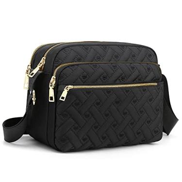 Imagem de Bolsas transversais de nylon médias para mulheres bolsas transversais modernas bolsa transversal grande bolsa acolchoada, Preto, medium crossbody bags