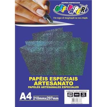 Imagem de Papel Lamicote Holográfico Roxo A4 250g – OFF PAPER | Pacote com 10 Folhas | Papel Espelhado e Colorido para Convites, Artesanato, Cartões e Impressões Criativas
