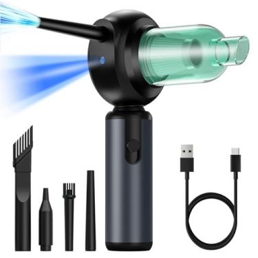 Imagem de 星姿 Espanador de ar comprimido e aspirador de pó, soprador de ar elétrico portátil 2 em 1 de 100.000 RPM e aspirador de ar para teclado, 3 velocidades, carregamento rápido