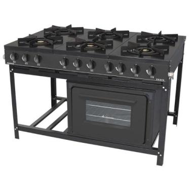 Imagem de Fogão Profissional Venâncio 6 Bocas Linha Bravo com Forno Preto BR6BFP