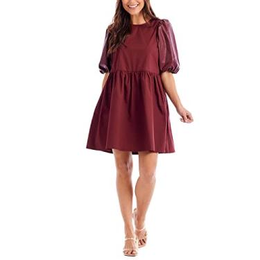Imagem de Mud Pie Vestido feminino de couro Ren, Oxblood, M