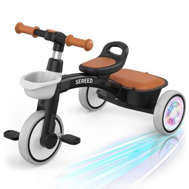 Imagem de Triciclo infantil SEREED com iluminação colorida de 2 a 5 anos, preto