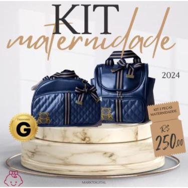 Imagem de Kit de Bolsa e Mochila Maternidade G  - RVM - Emily Baby, Marinho, 2kg