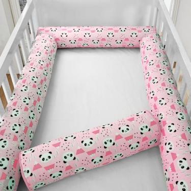 Imagem de Kit Berço Americano 4 Rolos Rolinho Panda Rosa - Loja Baby