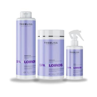 Imagem de Kit Shampoo 1L, máscara 1k e spray 250 ml Spa dos Loiros - Treeliss Pr