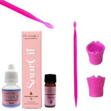 Imagem de Kit Henna Sourcil Sobrancelha  Palito Magico Dosador Dappen Para Mistu