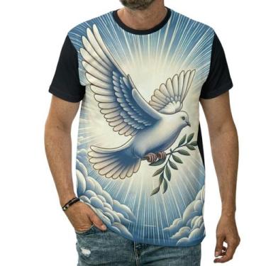 Imagem de Camiseta Pomba Branca Ramo De Oliveira Pássaro Ave Céu - Darkwood, P, 