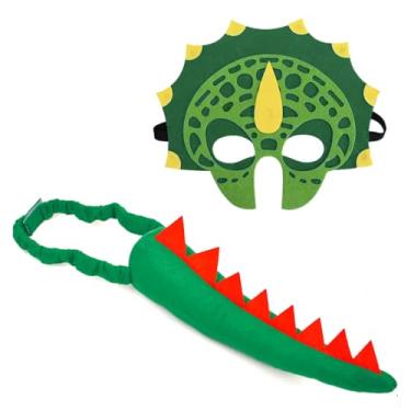 Imagem de BEBAOVO Dinosaur Costume Dinosaur Tail and Mask Set for Halloween Dinosaur Costume Accessories Dress Up Party, Dino Mask Dino Tail (Dino-Green)