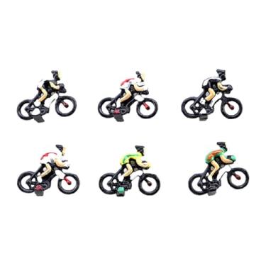Imagem de Almencla 6 peças 1:87 cenas em miniatura pessoas modelos de bicicleta jardim de fadas enfeite de mesa de areia realista pintado à mão artesanato modelo de