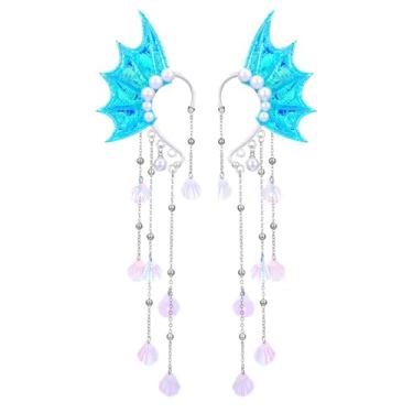 Imagem de Brincos de orelha de elfo de fada, brincos de pressão de elfos com borla de pérola, brincos sem piercing para mulheres, acessórios de cosplay de Natal de Halloween, Large, Liga de aço, Sem pedra