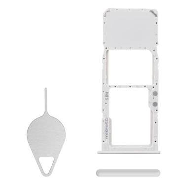 Imagem de BESJMYT Substituição para bandeja de cartão SIM Samsung Galaxy A51 (versão SIM único) Cubo prisma branco suporte slot bandeja cartão adaptador com ejetor de agulha para A51 SM-A515F