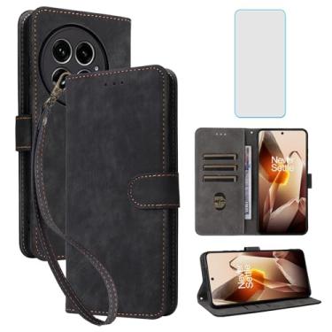 Imagem de IUQXU Capa carteira para celular OnePlus 13 5G com protetor de tela [bloqueio RFID] couro flip suporte para cartão alça suporte feminino masculino capa para celular para One Plus 13 Plus One 13 1 Plus