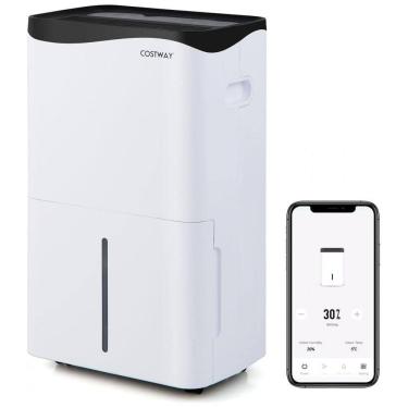 Imagem de Desumidificador para Grandes Ambientes 5L até 510 m2 com Controle Inteligente e App para Celular, 110V, COSTWAY, Branco