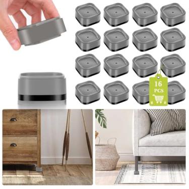 Imagem de Pacote com 16 peças de elevação para móveis de 2,5 ou 7,6 cm, ajustáveis para cama, mesa, mesa, sofá, armário, cama, pernas, dormitório, quadrados, empilháveis, blocos de elevação de 2,5 cm, 5 cm ou