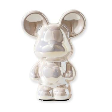 Imagem de Jaugufiy Estátua de rato de cerâmica, ornamento, estatueta, rato, ornamento para casa, cofrinho, cofre, caixa de dinheiro, decoração de quarto de crianças, presentes de aniversário (branco)