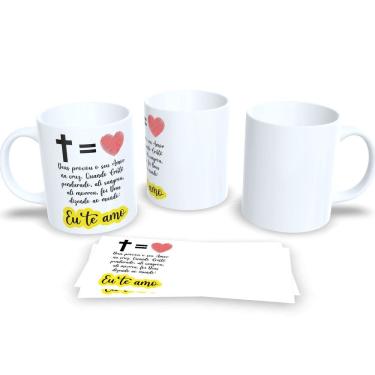 Imagem de Caneca Evangelica de Porcelana Personalizada Religião Cristã Ele Vive