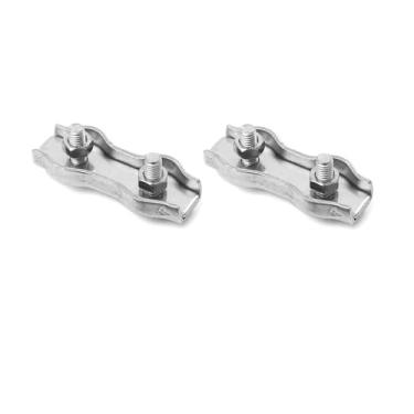 Imagem de SKYPRO 2 peças de clipes de corda de aço inoxidável à prova d'água grampos de cabo de aperto duplo mandril trava de cabo M6 prendedor de hardware de fio