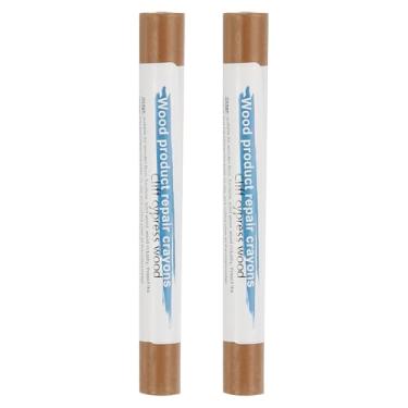 Imagem de PATIKIL Giz de cera para reparo de móveis, 2 peças de bastões de cera de madeira para arranhões Mesas de furos de piso de madeira, cinza amarelo