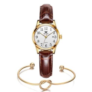 Imagem de Kit Relógio De Pulso Luxo Feminino Dourado  + Pulseira Nó - PENDULARI