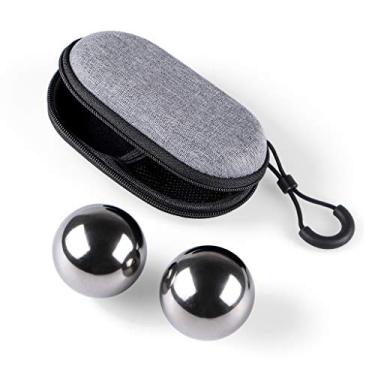 Imagem de MDLUU Bolas Baoding de aço inoxidável, bolas de massagem de mão sem carrilhão de 4,5 cm com estojo, para exercícios manuais, 1 par