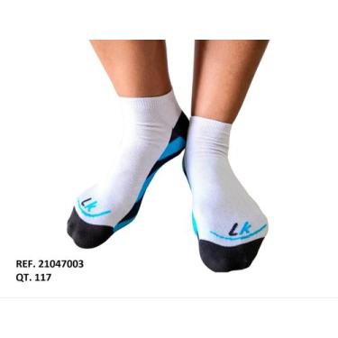 Imagem de Meia Invisivel Adulto Branca C/Azul 38-43 Ref 21047003 - LEKE  MEIAS