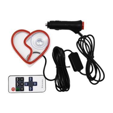 Imagem de XhuangTech Placas LED para carro, luz ambiente neon, triângulo ou janela traseira, lâmpada de atmosfera interna alimentada por USB para decoração de carro, quarto, festa (em forma de coração vermelho)