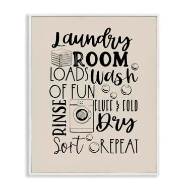 Imagem de Stupell Industries Laundry Phrases Mixed Typography White Framed Giclee Wall Art Design por Daniela Santiago, 16 x 20