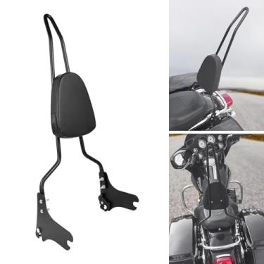 Imagem de AUFER Encosto destacável preto Sissy Bar com almofada assento traseiro do passageiro adequado para Touring Road King Street Glide FLHR FLHX FLHT FLTR 1997-2008