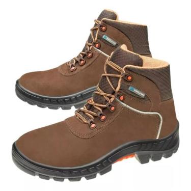 Imagem de Botina Segurança Bota  c/ Cadarço Couro Nobuck PRIME MARLUVAS, Marrrom