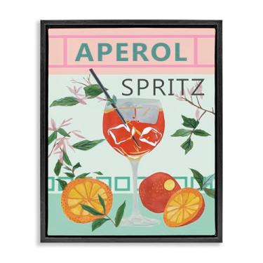 Imagem de Stupell Industries Aperol Tropical Cocktail Preto Floater Tela Emoldurada Design de Arte de Parede por Melissa Wang, 64 x 79 cm