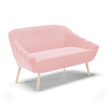 Imagem de Kit 01 Namoradeira E 01 Poltrona Suede Natural Rosa Bebê - DROSSI