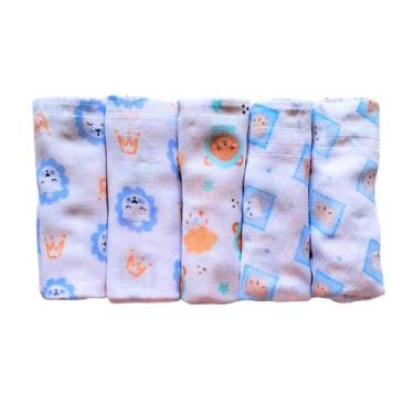 Imagem de Fralda de Pano para Bebê Kit c/5 un Luxo c/ Bainha Estampada - Incomfr