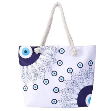 Imagem de Sacola de lona personalizada, mochila portátil, 45 cm de espaço, adequada para compras, viagens, dia, praia, Sete