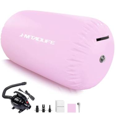 Imagem de Barril de ar para ginástica, tapete de rolo inflável, rolo de ar de ginástica barril infantil cambalhota traseira treinador para ioga, treinamento de torcida, uso doméstico