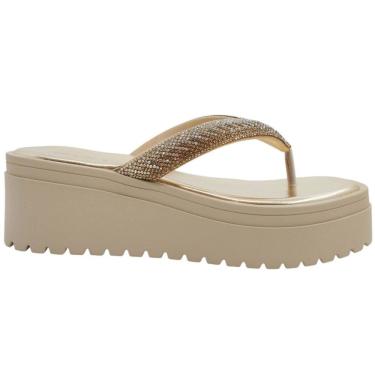 Imagem de Tamanco Dedo Feminino Flatform Casual Básico Dia a Dia com Strass Conforto Ramarim 2445231