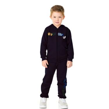 Imagem de Conjunto Moletom Infantil felpudo Masculino com jaqueta com capuz Roupa de frio criança Menino