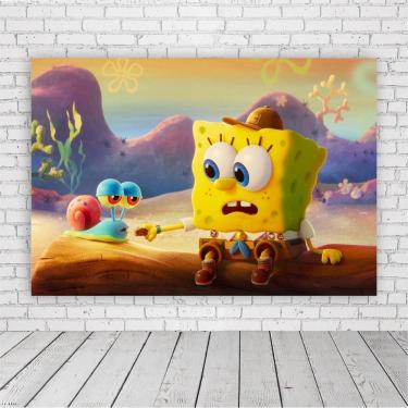 Imagem de Painel Retangular Bob Esponja E Gary 1,5X1,0M Lona Fosca